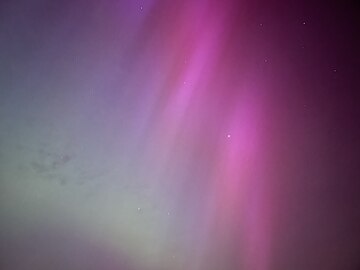 Aurora as seen from Okeford Hill, Dorset, UK (50°N)
