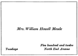 Sample lady's visiting card, specifying an "At Home" day