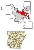 Location of North Little Rock in Pulaski County, Arkansas