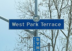 West Park Terrace neighborhood sign located on Van Ness Avenue and Manchester Boulevard