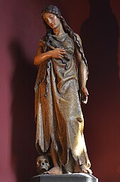 Statue de sainte Marie Madeleine portée en procession lors du Tour de la Madeleine, chapelle Notre-Dame de Heigne à Jumet (Charleroi).