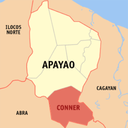 Map of Apayao with Conner highlighted