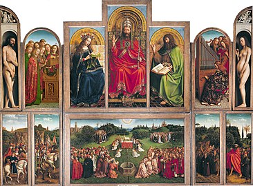 Retable de l'Agneau mystique par Hubert et Jan van Eyck (1430).