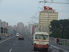 Right-hand traffic in Pyongyang, North Korea