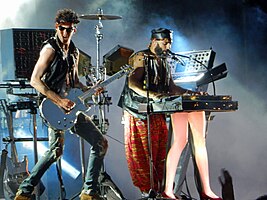 Chromeo performing at the North Coast Music Fest in 2015. From left: David Macklovitch, Patrick Gemayel