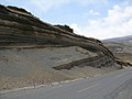 Angular unconformity in pyroclastic rock layers erupted by Chimborazo volcano, Ecuador