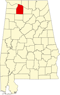 Locatie van Lawrence County in Alabama