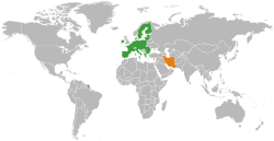 Map indicating locations of European Union and Iran