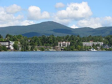 Mirror Lake in the Village of Lake Placid in the Adirondacks, site of the 1932 and the 1980 Winter Olympics.