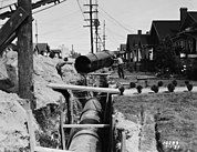 1931年、米国ワシントン州シアトルにおけるE. 80thストリートのパイプライン設置