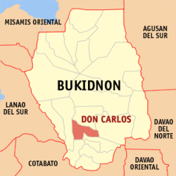 Map of Bukidnon with Don Carlos highlighted