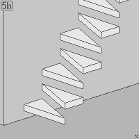 Diagram of tapered triangle variant alternating tread stairs