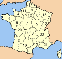 Peta pamérangan administratif Prancis miturut région