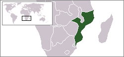 Geografisk plassering av Mosambik