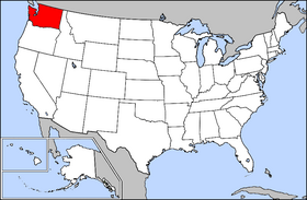 Zemljevid Združenih držav z označeno državo Washington