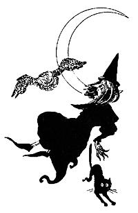 Drawing of a witch from the illustrated book The Goblins' Christmas by Elizabeth Anderson (1908)