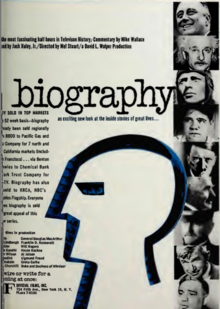 1961 advertisement for the Biography syndicated series showing its early logo