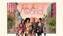 The promotional poster looks like a Polaroid picture. The four main characters, young Black women, are dressed stylishly and sitting on a bench smiling and posing together lovingly.