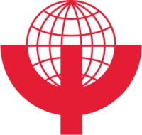 The WPA logo consists of the Greek letter Psi superimposed on an abstract globe, such that the globe's southern hemisphere is set within the curved part of the letter.