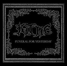 The text "Kittie", with the subtitle "Funeral for Yesterday" beneath it, stands in the centre of a black background. Two silver-coloured borders surround the text.