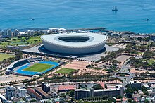 Aerial view of the Cape Town Stadium in Cape Town, South Africa
