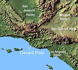 Relief map of Southern California