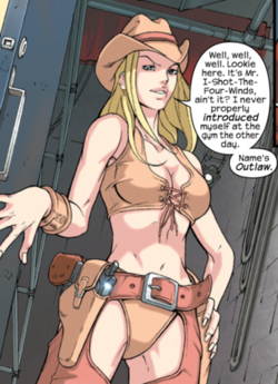 אינז טמפל כאאוטלו, כפי שהופיעה בחוברת Deadpool #65 ממאי 2002. אמנות מאת אודון סטודיוס.