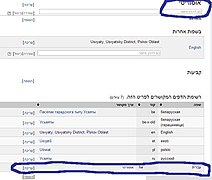 הדף כפי שהוא נראה לאחר השלמת כל הקישורים. התוספות מסומנות בכחול, למעלה שם התווית כשם הערך בעברית, למטה הקישור לדף בוויקיפדיה העברית.