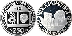 250 динара Радимља 1983. 17 g 34 mm Ag 92,5%