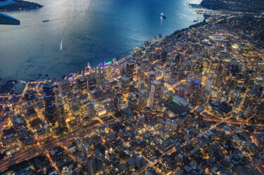 Seattle flyover at night