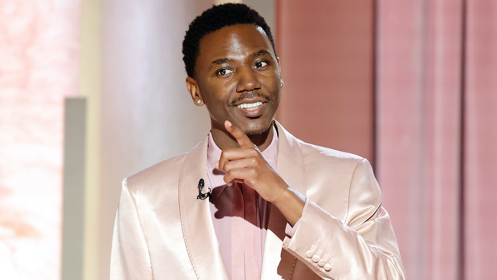 BEVERLY HILLS, CALIFORNIA - JANUARY 10: 80th Annual GOLDEN GLOBE AWARDS -- Pictured: Host Jerrod Carmichael speaks onstage at the 80th Annual Golden Globe Awards held at the Beverly Hilton Hotel on January 10, 2023 in Beverly Hills, California. -- (Photo by Rich Polk/NBC via Getty Images)