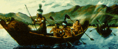 Watercraft called a "tomol" built by Chumash tribe that inhabited the area around the Santa Barbara Channel.  Channel Islands National Marine Sanctuary image.
