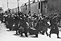 Arrival of arrested Jews at the Austerlitz train station.