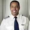 Flight attendant on his plane