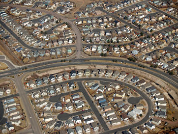 Low (auto-oriented) density suburban development near Colorado Springs, Colorado, United States