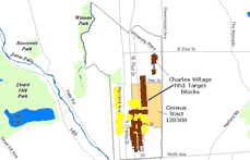 map of Charles Village target blocks