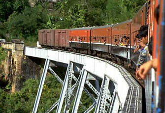 A Mandalay - Lashio train on the famous Gokteik viaduct in Shan state, Myanmar.