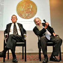 Thomas Schelling and Robert Aumann, Photo: Henrik Montgomery, Copyright  Scanpix