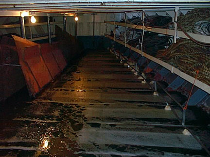 An interior view showing flooded area with bubble comming up.