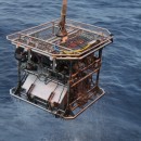 Hybis, a remotely operated vehicle with a scoop for collecting samples.