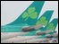 Aer Lingus jets at Dublin airport - 19 April 2010