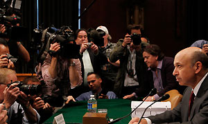 Goldman Sachs chairman and chief executive officer Lloyd Blankfein at a Senate hearing April 27 2010