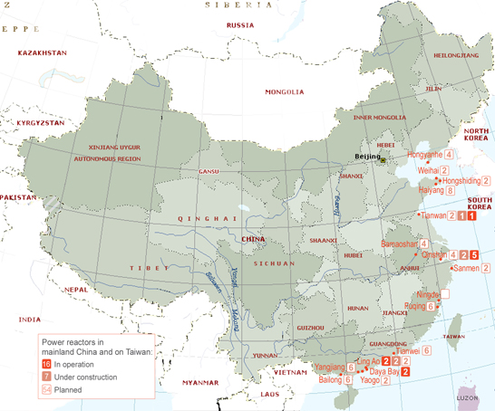 Nuclear power reactors in mainland China
