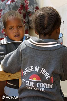 Two little kids in the House of Hope Day Care Centre