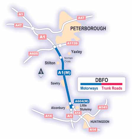 A1(M) Alconbury to Peterborough Map