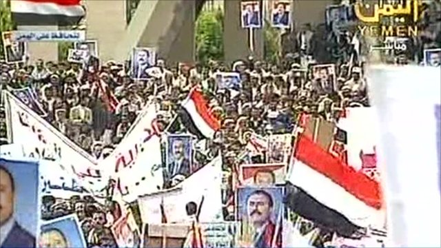 Protesters in Yemen