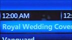 US digital television guide showing midnight start for royal wedding coverage