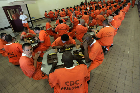 Inmates at dinner