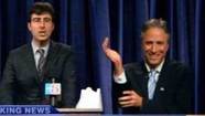 Jon Stewart cuts hand during Anthony Weiner skit