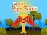 Illustration: a panting dog, &quot;Pipe Panic&quot; text